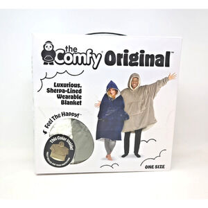 The Comfy Original Wearable Blanket, Sherpa-Lined, Gray, One Size open box